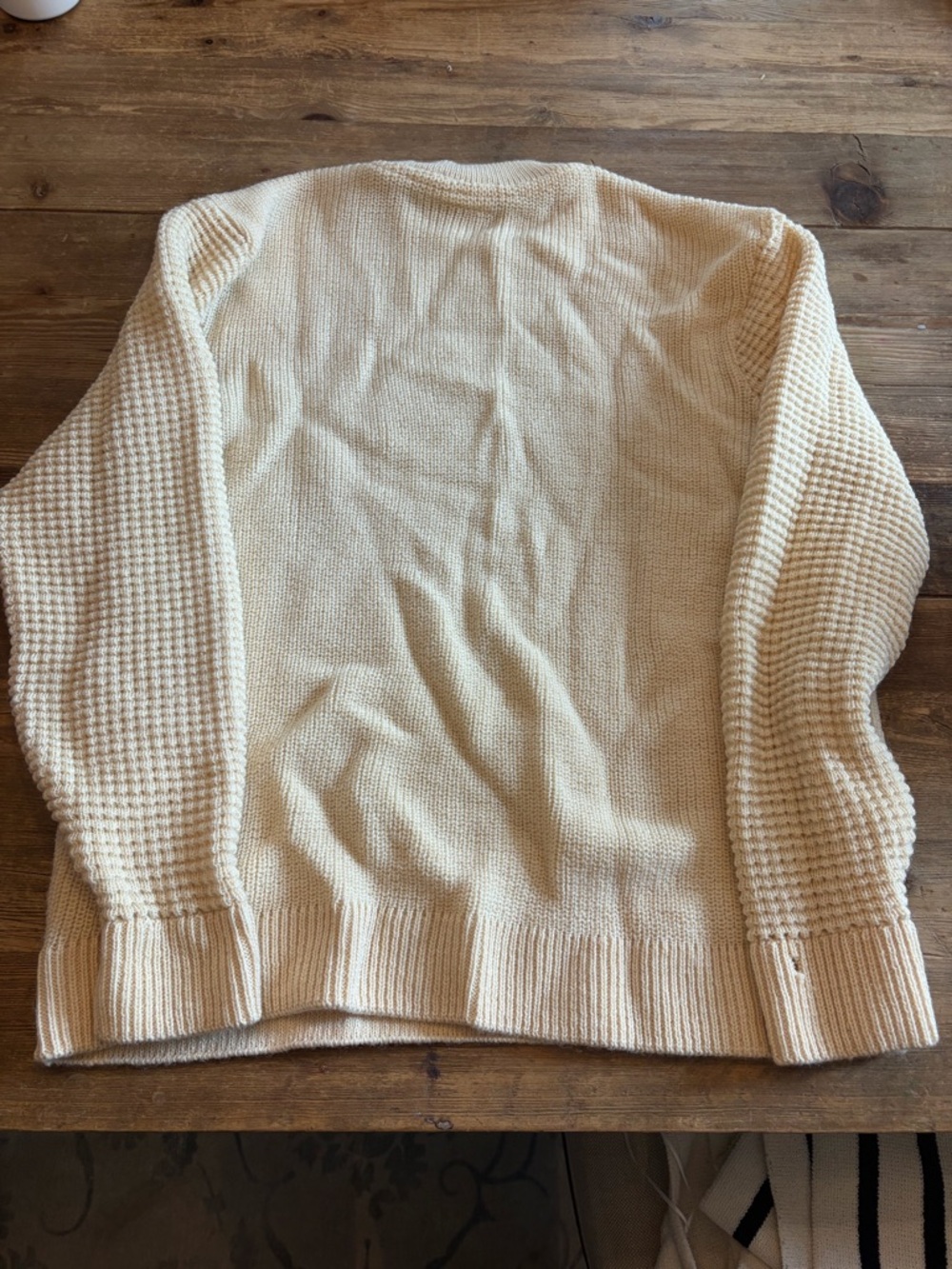 Ted Baker 100% Wool Cream Crewneck Sweater Textured Sleeves Size L | - Picture 4 of 5